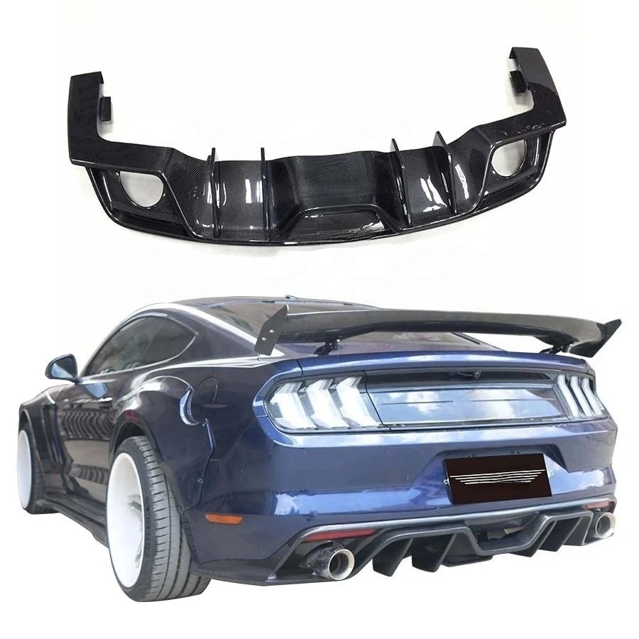 Carbon Fiber AC Style Rear Diffuser for 2017 2016 2015 Mustang Includes Exhaust Bumper Cut-Outs New External Body Car Kits